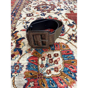 Alice + Olivia Metallic Wide Waist Belt Bronze Shimmer Textured Buckle Women’s M